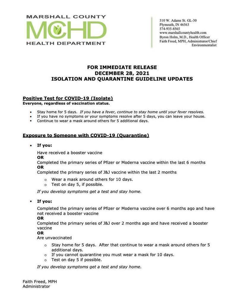 COVID Guideline Updates