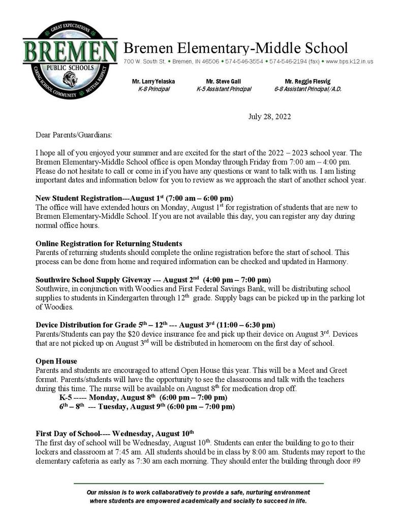 Important Information Page 1